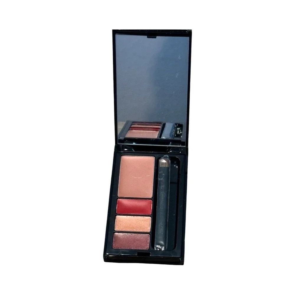Bobbi Brown Holiday Lip Palette Beige Red Gold Ruby Metallic 4 Shades With Brush